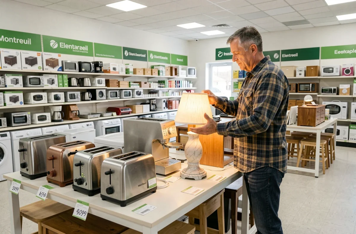 Espace de revente d'appareils reconditionnés et de mobilier d'occasion chez Envie à Montreuil La Venelle