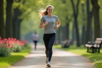 Personne marchant dans un parc pour réduire le stress