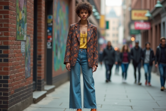 Jeune femme urbaine en style vintage moderne dans la rue